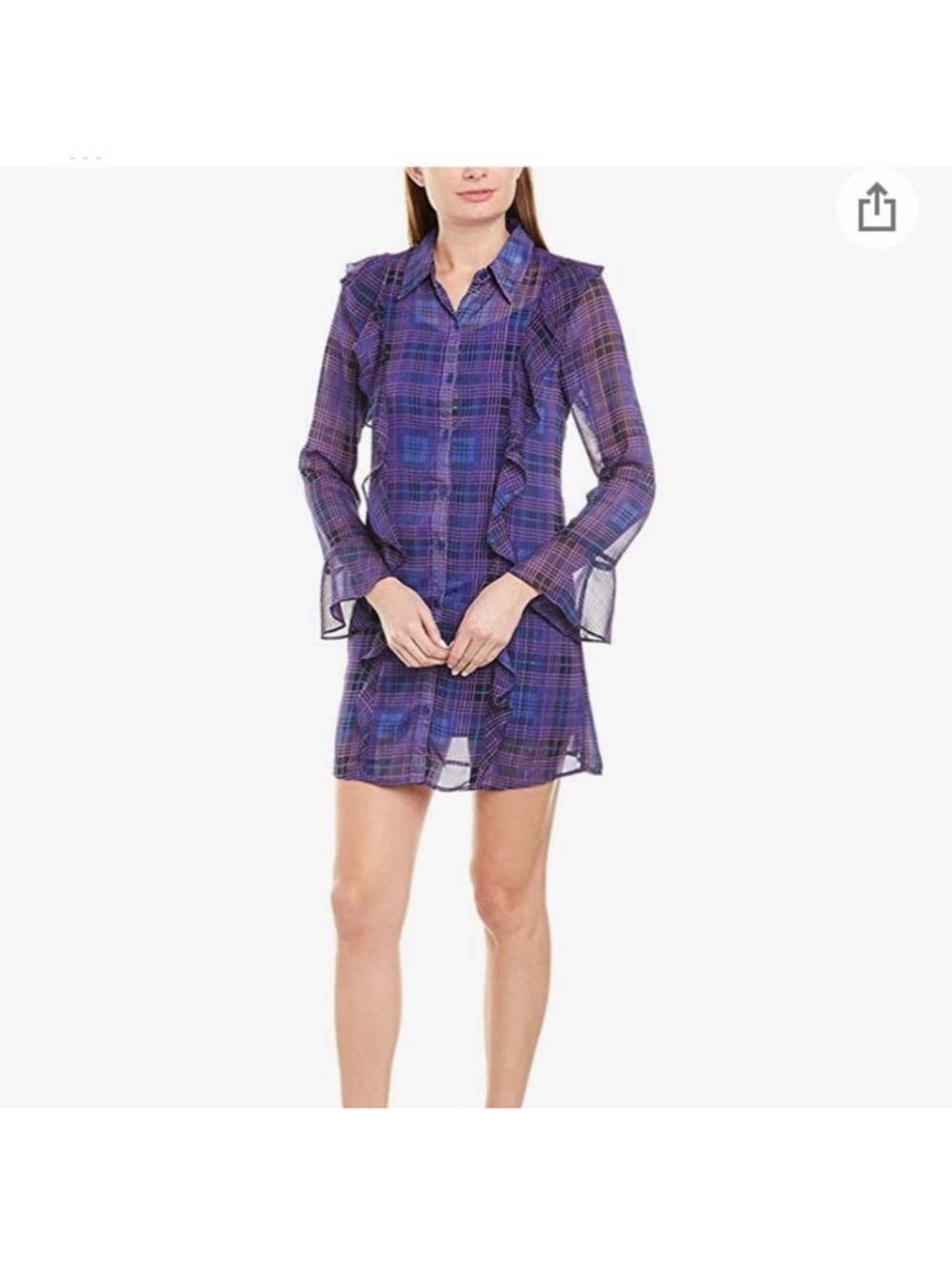 Jack by BB Dakota Purple Plaid Ruffle-Trim Mini Dress